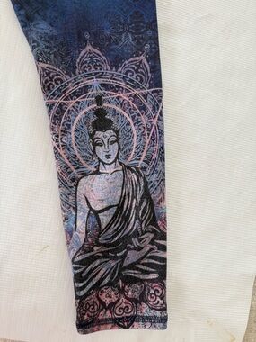 Evolution and Creation Blue and Pink Buddha Print Leggings Size Small